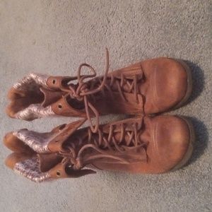 Brown combat boots